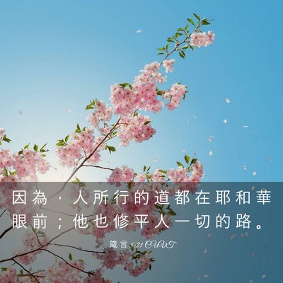 Picture 03 - 箴 言 5:21 CUVT - 因 為 ， 人 所 行 的 道 都 在 耶 和 - Bible Verse Picture