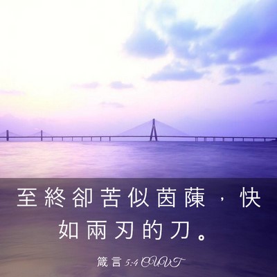 Picture 03 - 箴 言 5:4 CUVT - 至 終 卻 苦 似 茵 蔯 ， 快 如 兩 刃 - Bible Verse Picture