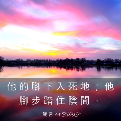 Picture 03 - 箴 言 5:5 CUVT - 他 的 腳 下 入 死 地 ； 他 腳 步 踏 - Bible Verse Picture