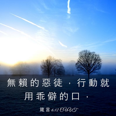 Picture 03 - 箴 言 6:12 CUVT - 無 賴 的 惡 徒 ， 行 動 就 用 乖 僻 - Bible Verse Picture