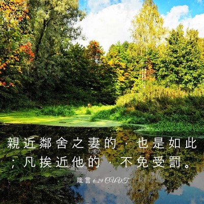 Picture 03 - 箴 言 6:29 CUVT - 親 近 鄰 舍 之 妻 的 ， 也 是 如 此 - Bible Verse Picture
