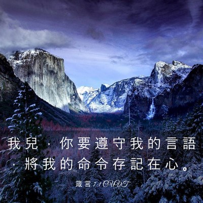 Picture 03 - 箴 言 7:1 CUVT - 我 兒 ， 你 要 遵 守 我 的 言 語 ， - Bible Verse Picture