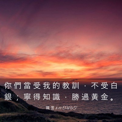 Picture 03 - 箴 言 8:10 CUVT - 你 們 當 受 我 的 教 訓 ， 不 受 白 - Bible Verse Picture