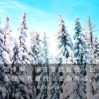 Picture 03 - 箴 言 8:32 CUVT - 眾 子 啊 ， 現 在 要 聽 從 我 ， 因 - Bible Verse Picture