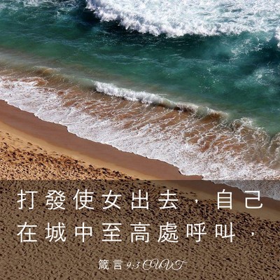 Picture 03 - 箴 言 9:3 CUVT - 打 發 使 女 出 去 ， 自 己 在 城 中 - Bible Verse Picture