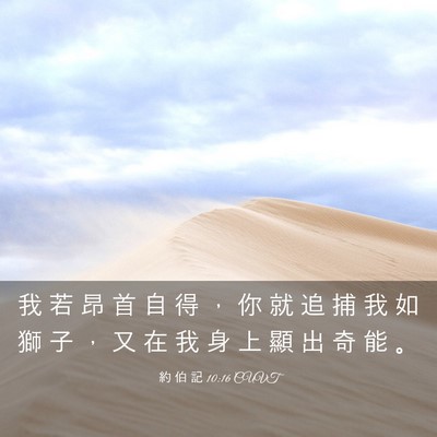 Picture 03 - 約 伯 記 10:16 CUVT - 我 若 昂 首 自 得 ， 你 就 追 捕 我 - Bible Verse Picture