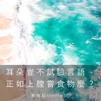 Picture 03 - 約 伯 記 12:11 CUVT - 耳 朵 豈 不 試 驗 言 語 ， 正 如 上 - Bible Verse Picture
