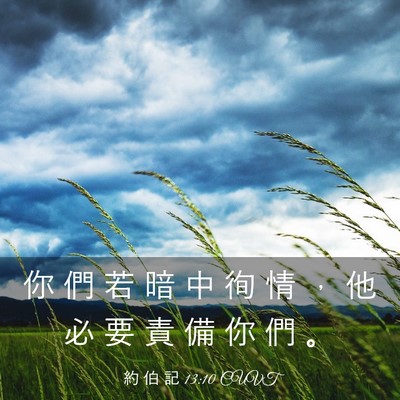 Picture 03 - 約 伯 記 13:10 CUVT - 你 們 若 暗 中 徇 情 ， 他 必 要 責 - Bible Verse Picture