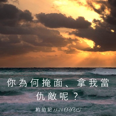 Picture 03 - 約 伯 記 13:24 CUVT - 你 為 何 掩 面 、 拿 我 當 仇 敵 呢 - Bible Verse Picture