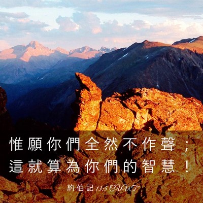Picture 03 - 約 伯 記 13:5 CUVT - 惟 願 你 們 全 然 不 作 聲 ； 這 就 - Bible Verse Picture