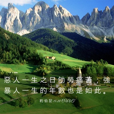 Picture 03 - 約 伯 記 15:20 CUVT - 惡 人 一 生 之 日 劬 勞 痛 苦 ； 強 - Bible Verse Picture
