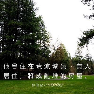 Picture 03 - 約 伯 記 15:28 CUVT - 他 曾 住 在 荒 涼 城 邑 ， 無 人 居 - Bible Verse Picture