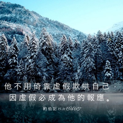 Picture 03 - 約 伯 記 15:31 CUVT - 他 不 用 倚 靠 虛 假 欺 哄 自 己 ， - Bible Verse Picture