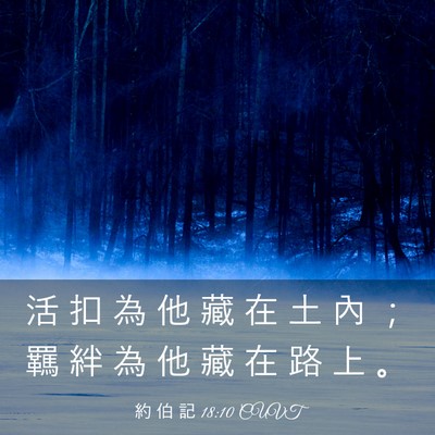 Picture 03 - 約 伯 記 18:10 CUVT - 活 扣 為 他 藏 在 土 內 ； 羈 絆 為 - Bible Verse Picture