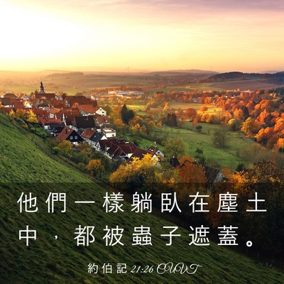 Picture 03 - 約 伯 記 21:26 CUVT - 他 們 一 樣 躺 臥 在 塵 土 中 ， 都 - Bible Verse Picture