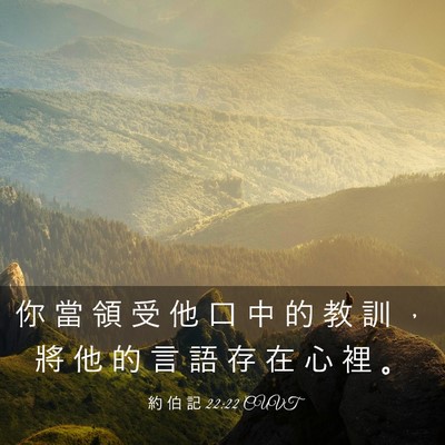 Picture 03 - 約 伯 記 22:22 CUVT - 你 當 領 受 他 口 中 的 教 訓 ， 將 - Bible Verse Picture