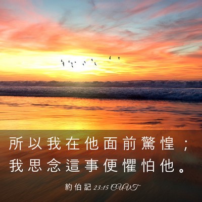 Picture 03 - 約 伯 記 23:15 CUVT - 所 以 我 在 他 面 前 驚 惶 ； 我 思 - Bible Verse Picture