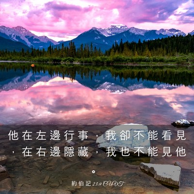 Picture 03 - 約 伯 記 23:9 CUVT - 他 在 左 邊 行 事 ， 我 卻 不 能 看 - Bible Verse Picture