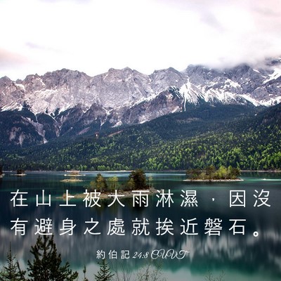 Picture 03 - 約 伯 記 24:8 CUVT - 在 山 上 被 大 雨 淋 濕 ， 因 沒 有 - Bible Verse Picture