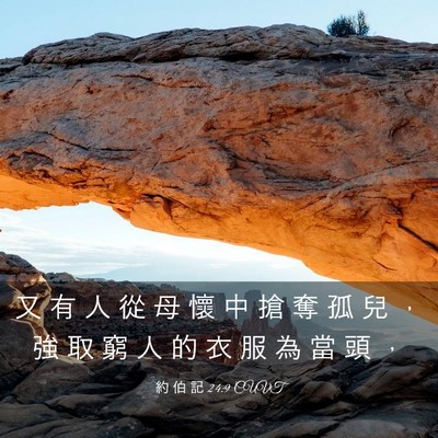 Picture 03 - 約 伯 記 24:9 CUVT - 又 有 人 從 母 懷 中 搶 奪 孤 兒 ， - Bible Verse Picture