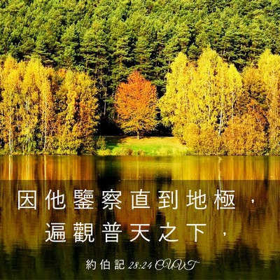 Picture 03 - 約 伯 記 28:24 CUVT - 因 他 鑒 察 直 到 地 極 ， 遍 觀 普 - Bible Verse Picture
