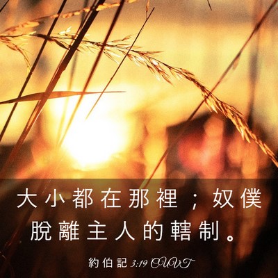 Picture 03 - 約 伯 記 3:19 CUVT - 大 小 都 在 那 裡 ； 奴 僕 脫 離 主 - Bible Verse Picture