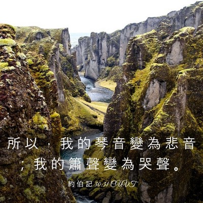 Picture 03 - 約 伯 記 30:31 CUVT - 所 以 ， 我 的 琴 音 變 為 悲 音 ； - Bible Verse Picture