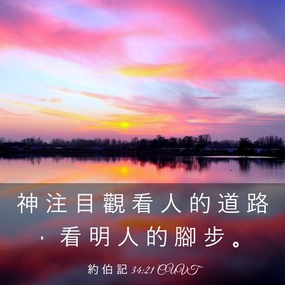 Picture 03 - 約 伯 記 34:21 CUVT - 神 注 目 觀 看 人 的 道 路 ， 看 明 - Bible Verse Picture