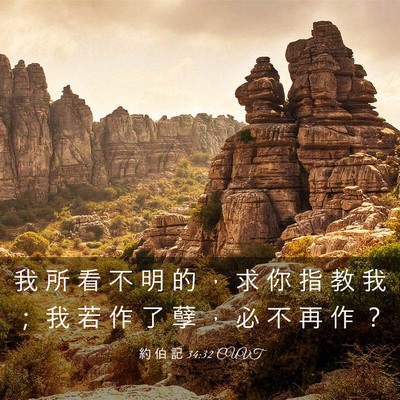 Picture 03 - 約 伯 記 34:32 CUVT - 我 所 看 不 明 的 ， 求 你 指 教 我 - Bible Verse Picture