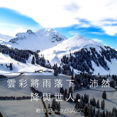 Picture 03 - 約 伯 記 36:28 CUVT - 雲 彩 將 雨 落 下 ， 沛 然 降 與 世 - Bible Verse Picture