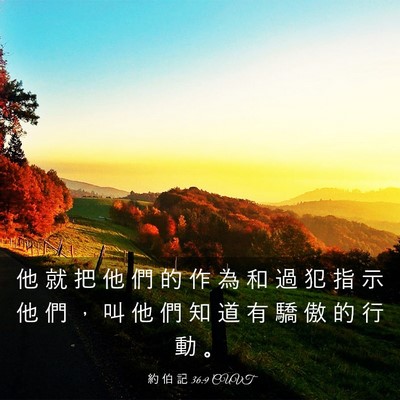 Picture 03 - 約 伯 記 36:9 CUVT - 他 就 把 他 們 的 作 為 和 過 犯 指 - Bible Verse Picture