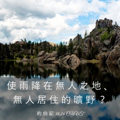 Picture 03 - 約 伯 記 38:26 CUVT - 使 雨 降 在 無 人 之 地 、 無 人 居 - Bible Verse Picture