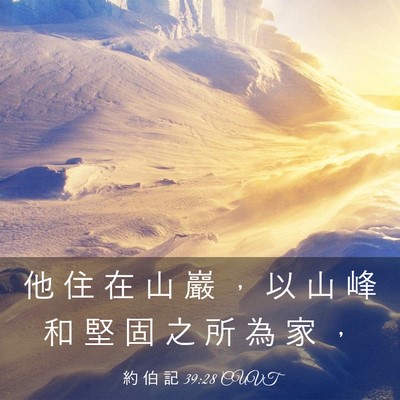 Picture 03 - 約 伯 記 39:28 CUVT - 他 住 在 山 巖 ， 以 山 峰 和 堅 固 - Bible Verse Picture