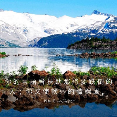 Picture 03 - 約 伯 記 4:4 CUVT - 你 的 言 語 曾 扶 助 那 將 要 跌 倒 - Bible Verse Picture