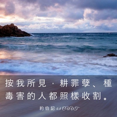Picture 03 - 約 伯 記 4:8 CUVT - 按 我 所 見 ， 耕 罪 孽 、 種 毒 害 - Bible Verse Picture