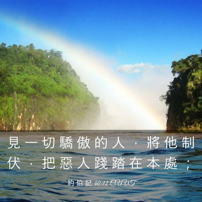 Picture 03 - 約 伯 記 40:12 CUVT - 見 一 切 驕 傲 的 人 ， 將 他 制 伏 - Bible Verse Picture