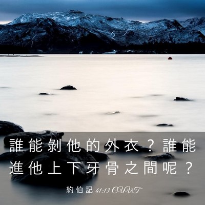 Picture 03 - 約 伯 記 41:13 CUVT - 誰 能 剝 他 的 外 衣 ？ 誰 能 進 他 - Bible Verse Picture