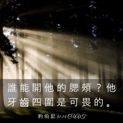 Picture 03 - 約 伯 記 41:14 CUVT - 誰 能 開 他 的 腮 頰 ？ 他 牙 齒 四 - Bible Verse Picture