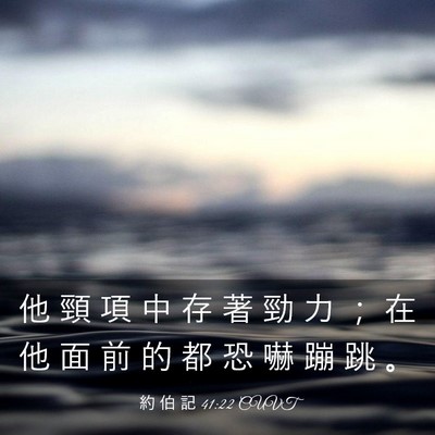 Picture 03 - 約 伯 記 41:22 CUVT - 他 頸 項 中 存 著 勁 力 ； 在 他 面 - Bible Verse Picture