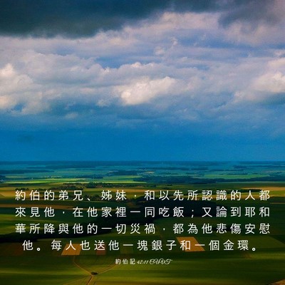 Picture 03 - 約 伯 記 42:11 CUVT - 約 伯 的 弟 兄 、 姊 妹 ， 和 以 先 - Bible Verse Picture
