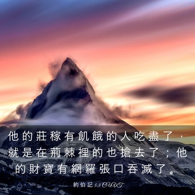 Picture 03 - 約 伯 記 5:5 CUVT - 他 的 莊 稼 有 飢 餓 的 人 吃 盡 了 - Bible Verse Picture