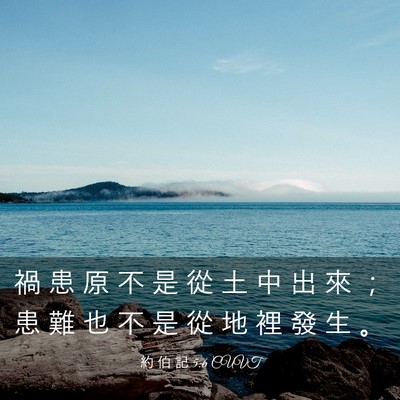 Picture 03 - 約 伯 記 5:6 CUVT - 禍 患 原 不 是 從 土 中 出 來 ； 患 - Bible Verse Picture