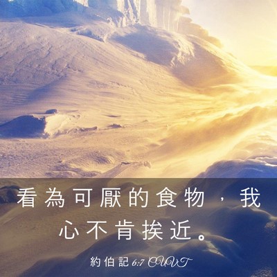 Picture 03 - 約 伯 記 6:7 CUVT - 看 為 可 厭 的 食 物 ， 我 心 不 肯 - Bible Verse Picture