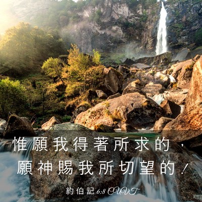 Picture 03 - 約 伯 記 6:8 CUVT - 惟 願 我 得 著 所 求 的 ， 願 神 賜 - Bible Verse Picture