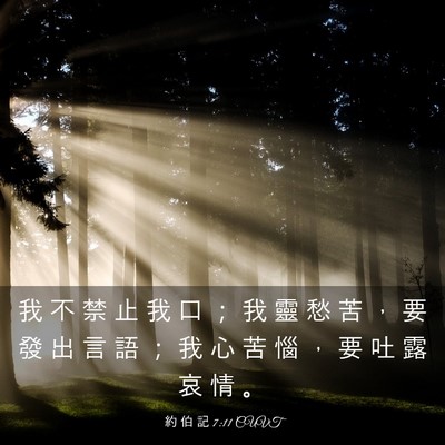 Picture 03 - 約 伯 記 7:11 CUVT - 我 不 禁 止 我 口 ； 我 靈 愁 苦 ， - Bible Verse Picture