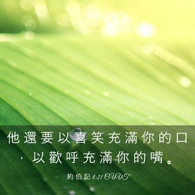 Picture 03 - 約 伯 記 8:21 CUVT - 他 還 要 以 喜 笑 充 滿 你 的 口 ， - Bible Verse Picture