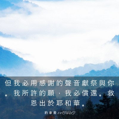 Picture 03 - 約 拿 書 2:9 CUVT - 但 我 必 用 感 謝 的 聲 音 獻 祭 與 - Bible Verse Picture