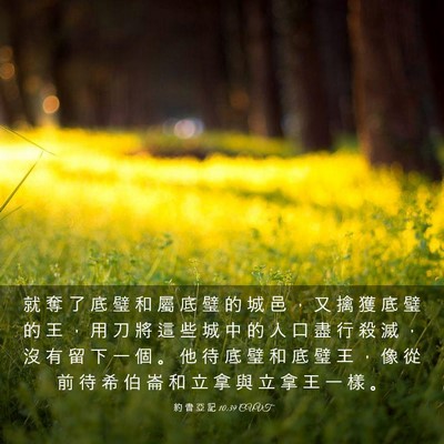 Picture 03 - 約 書 亞 記 10:39 CUVT - 就 奪 了 底 璧 和 屬 底 璧 的 城 邑 - Bible Verse Picture