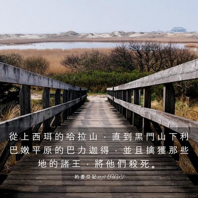 Picture 03 - 約 書 亞 記 11:17 CUVT - 從 上 西 珥 的 哈 拉 山 ， 直 到 黑 - Bible Verse Picture
