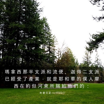 Picture 03 - 約 書 亞 記 13:8 CUVT - 瑪 拿 西 那 半 支 派 和 流 便 、 迦 - Bible Verse Picture